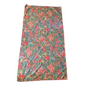 Lilly Pulitzer Beach Towel Pink Blue Floral Print Soft Polyester